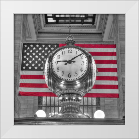 Clock in Grand Central Terminal, New York White Modern Wood Framed Art Print by Frank, Assaf