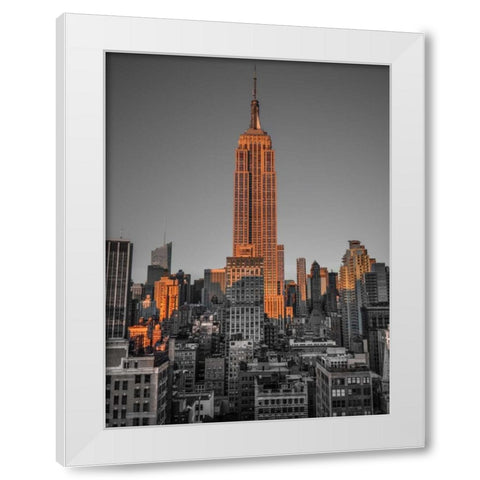 Empire State Building with New York City Manhattan skyline with skyscrapers White Modern Wood Framed Art Print by Frank, Assaf