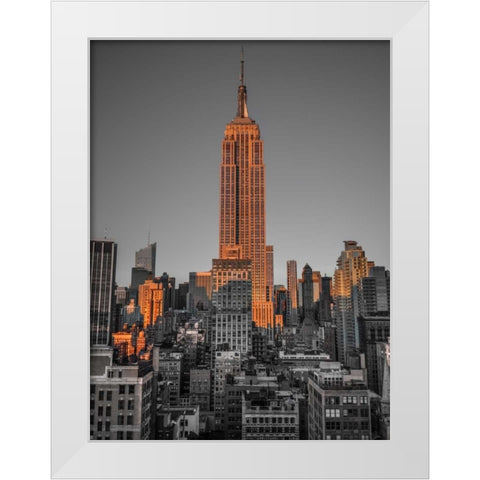 Empire State Building with New York City Manhattan skyline with skyscrapers White Modern Wood Framed Art Print by Frank, Assaf