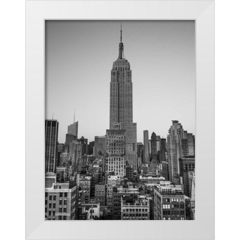 Empire State Building with New York City Manhattan skyline with skyscrapers White Modern Wood Framed Art Print by Frank, Assaf