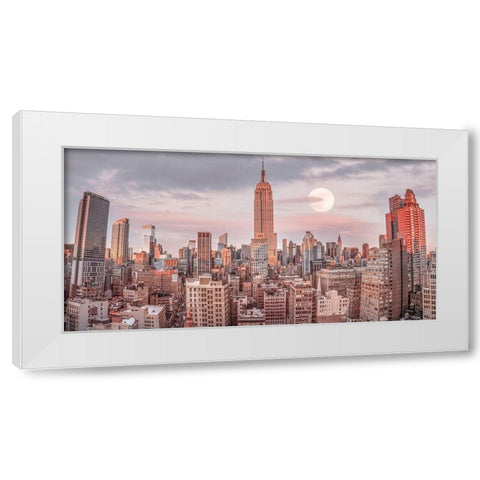 Empire State Building with Manhattan skyline - New York City White Modern Wood Framed Art Print by Frank, Assaf