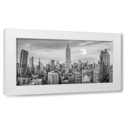 Empire State Building with Manhattan skyline - New York City White Modern Wood Framed Art Print by Frank, Assaf