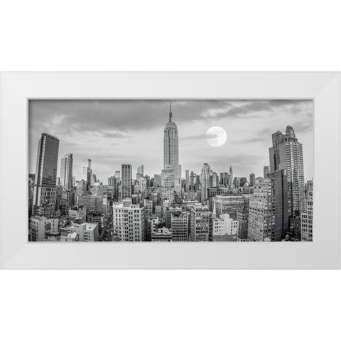 Empire State Building with Manhattan skyline - New York City White Modern Wood Framed Art Print by Frank, Assaf