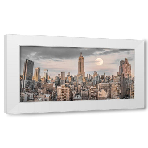 Empire State Building with Manhattan skyline - New York City White Modern Wood Framed Art Print by Frank, Assaf