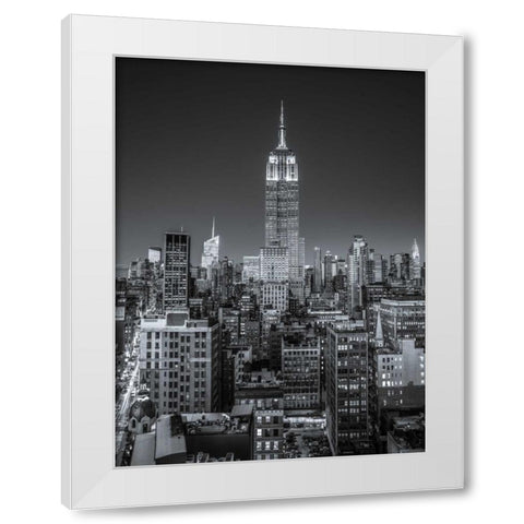 Empire State Building with New York City Manhattan skyline with skyscrapers White Modern Wood Framed Art Print by Frank, Assaf
