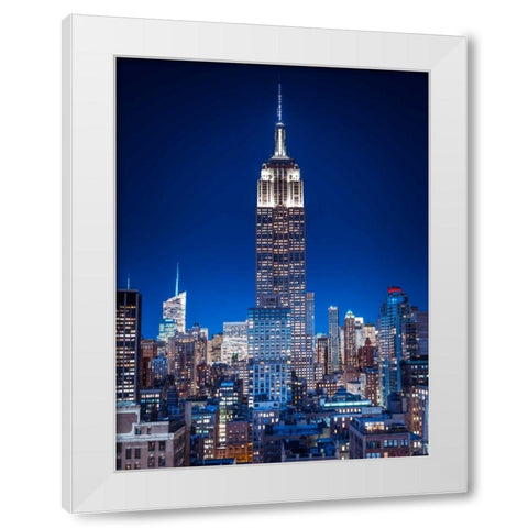 Empire State Building with New York City Manhattan skyline with skyscrapers White Modern Wood Framed Art Print by Frank, Assaf