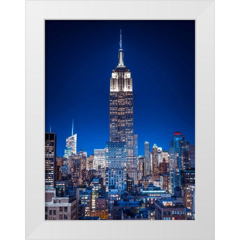 Empire State Building with New York City Manhattan skyline with skyscrapers White Modern Wood Framed Art Print by Frank, Assaf