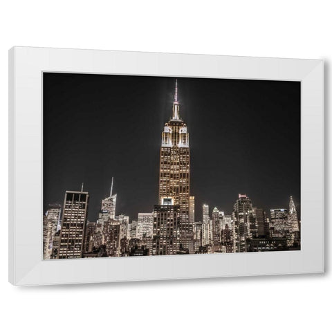 New York City Manhattan skyline with Empire State building White Modern Wood Framed Art Print by Frank, Assaf