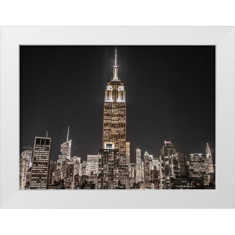 New York City Manhattan skyline with Empire State building White Modern Wood Framed Art Print by Frank, Assaf
