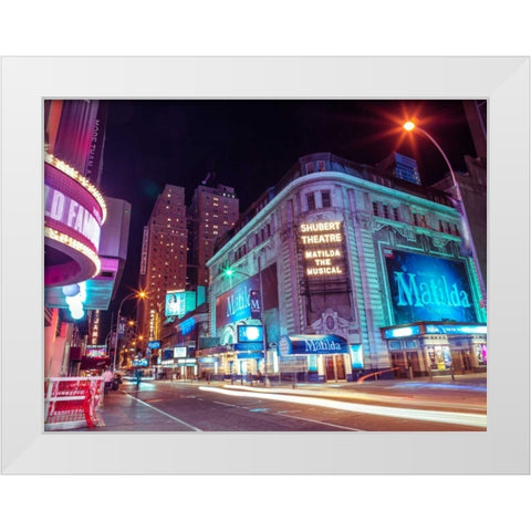 Times square and Broadway at night - New York City White Modern Wood Framed Art Print by Frank, Assaf