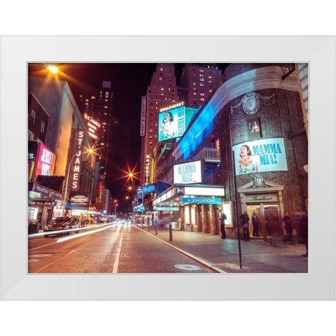 Times square and Broadway at night - New York City White Modern Wood Framed Art Print by Frank, Assaf