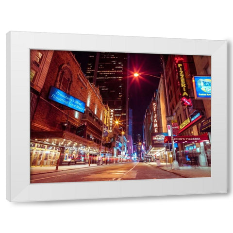 Times square and Broadway at night - New York City White Modern Wood Framed Art Print by Frank, Assaf