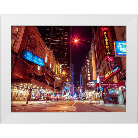 Times square and Broadway at night - New York City White Modern Wood Framed Art Print by Frank, Assaf