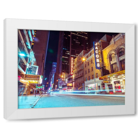 Times square and Broadway at night - New York City White Modern Wood Framed Art Print by Frank, Assaf