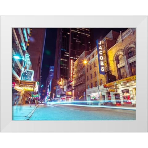 Times square and Broadway at night - New York City White Modern Wood Framed Art Print by Frank, Assaf