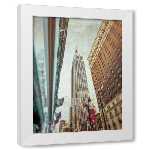 Low angle shot of a Empire State building - New York White Modern Wood Framed Art Print by Frank, Assaf