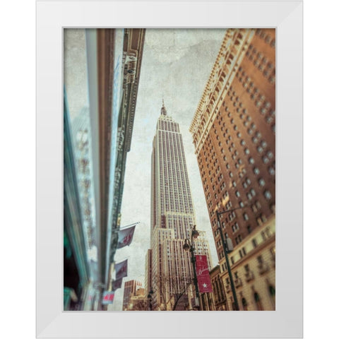 Low angle shot of a Empire State building - New York White Modern Wood Framed Art Print by Frank, Assaf