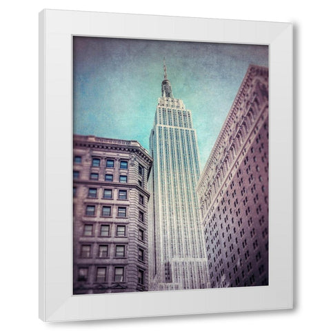 Low angle shot of a Empire State building - New York White Modern Wood Framed Art Print by Frank, Assaf