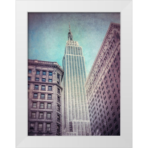 Low angle shot of a Empire State building - New York White Modern Wood Framed Art Print by Frank, Assaf