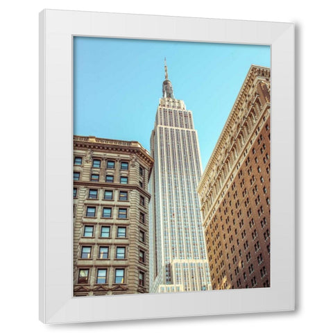 Low angle shot of a Empire State building - New York White Modern Wood Framed Art Print by Frank, Assaf