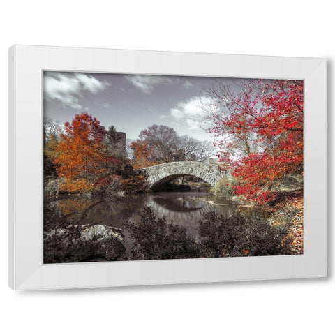 Gapstow bridge in the Autumn, Central park, New York White Modern Wood Framed Art Print by Frank, Assaf