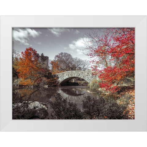 Gapstow bridge in the Autumn, Central park, New York White Modern Wood Framed Art Print by Frank, Assaf