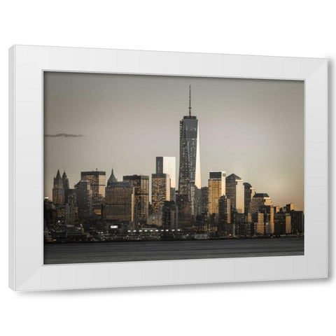 Modern architecture of Manhattan, New York White Modern Wood Framed Art Print by Frank, Assaf