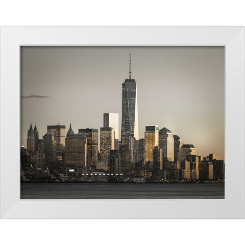 Modern architecture of Manhattan, New York White Modern Wood Framed Art Print by Frank, Assaf