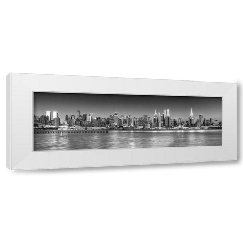 Panoramic view of Lower Manhattan skyline, New York White Modern Wood Framed Art Print by Frank, Assaf