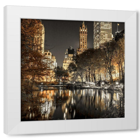 Evening view of Central Park in New York City White Modern Wood Framed Art Print by Frank, Assaf