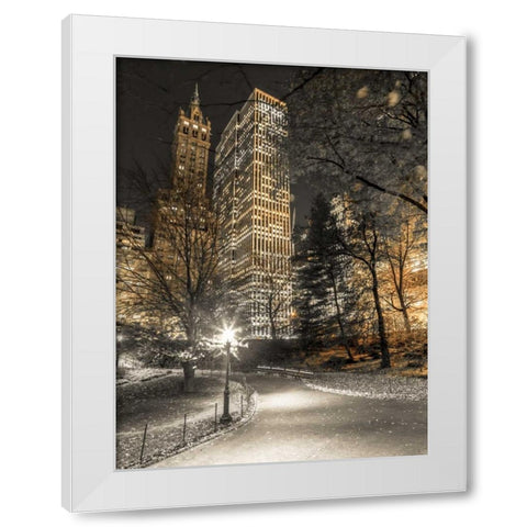 Evening view of Central Park in New York City White Modern Wood Framed Art Print by Frank, Assaf