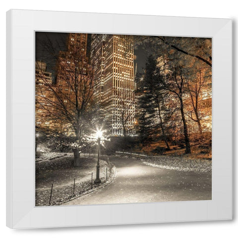 Evening view of Central Park in New York City White Modern Wood Framed Art Print by Frank, Assaf