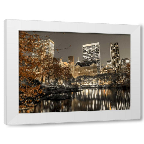 Evening view of Central Park in New York City White Modern Wood Framed Art Print by Frank, Assaf