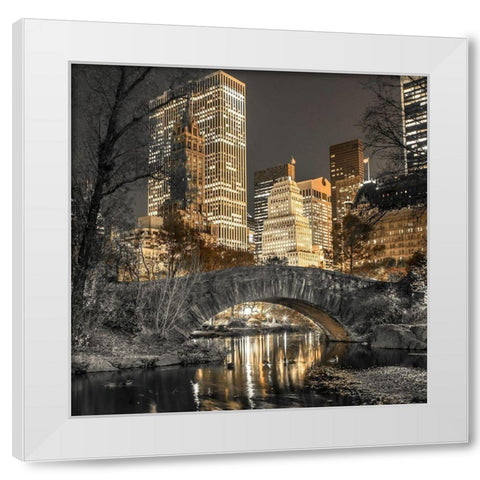 Evening view of Central Park in New York City White Modern Wood Framed Art Print by Frank, Assaf