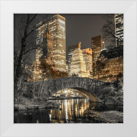 Evening view of Central Park in New York City White Modern Wood Framed Art Print by Frank, Assaf