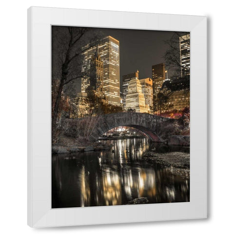 Evening view of Central Park in New York City White Modern Wood Framed Art Print by Frank, Assaf