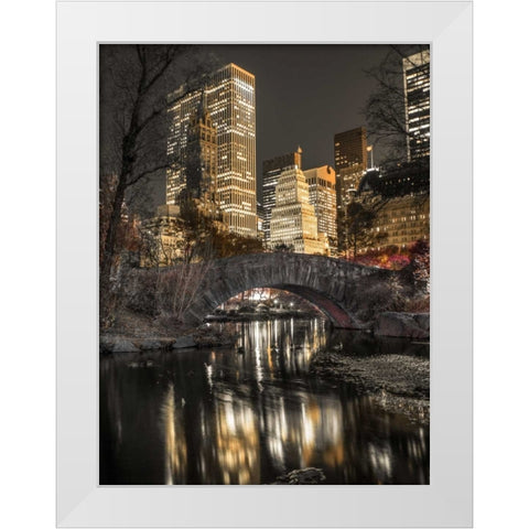 Evening view of Central Park in New York City White Modern Wood Framed Art Print by Frank, Assaf
