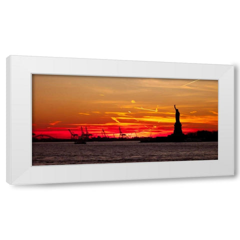 Statue of Liberty at sunset, New York White Modern Wood Framed Art Print by Frank, Assaf