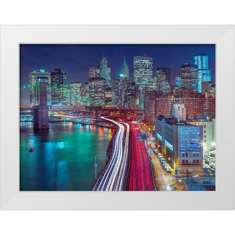 Streets of Manhattan city White Modern Wood Framed Art Print by Frank, Assaf