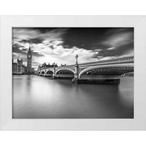 Westminster bridge with Big Ben, London, UK White Modern Wood Framed Art Print by Frank, Assaf