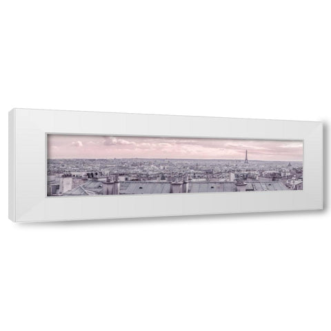 Eiffel Tower seen through the window of an apartment in Montmartre, Paris, France White Modern Wood Framed Art Print by Frank, Assaf