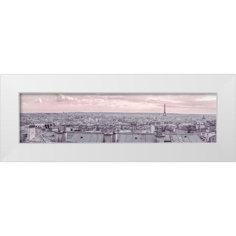 Eiffel Tower seen through the window of an apartment in Montmartre, Paris, France White Modern Wood Framed Art Print by Frank, Assaf