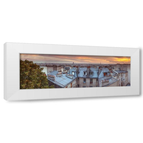 Eiffel Tower seen through the window of an apartment in Montmartre, Paris, France White Modern Wood Framed Art Print by Frank, Assaf