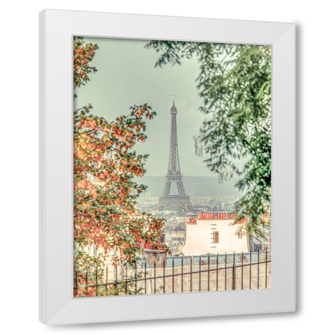 View of the Eiffel tower from Monmartre-Paris White Modern Wood Framed Art Print by Frank, Assaf