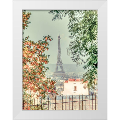 View of the Eiffel tower from Monmartre-Paris White Modern Wood Framed Art Print by Frank, Assaf