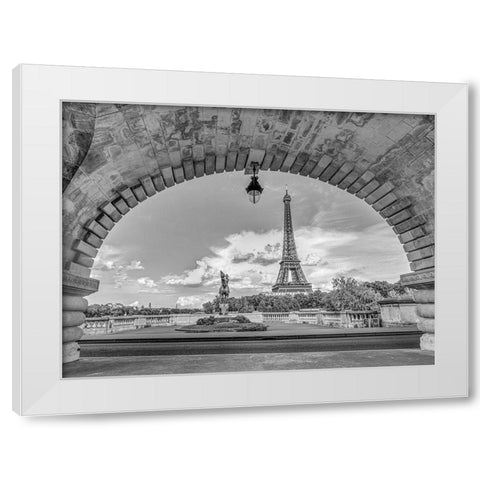 Eiffel Tower from Bir-Hakeim Bridge-Paris-France White Modern Wood Framed Art Print by Frank, Assaf