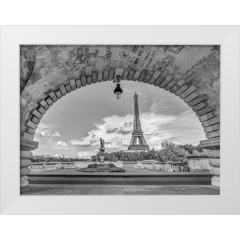 Eiffel Tower from Bir-Hakeim Bridge-Paris-France White Modern Wood Framed Art Print by Frank, Assaf