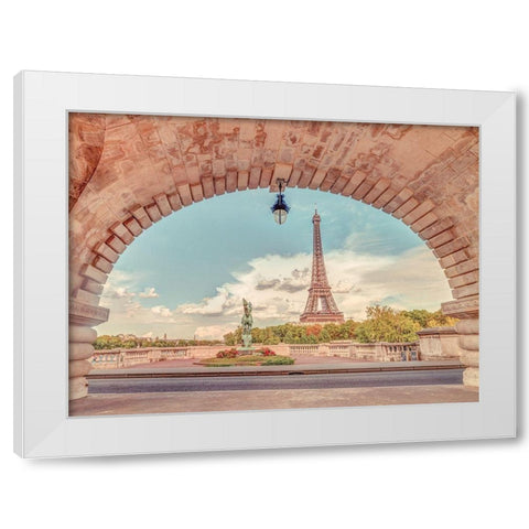 Eiffel Tower from Bir-Hakeim Bridge-Paris-France White Modern Wood Framed Art Print by Frank, Assaf