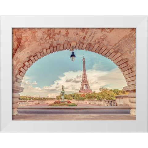 Eiffel Tower from Bir-Hakeim Bridge-Paris-France White Modern Wood Framed Art Print by Frank, Assaf