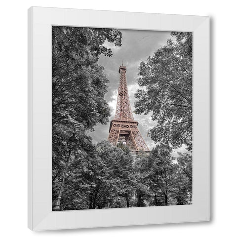 Eiffel Tower through trees White Modern Wood Framed Art Print by Frank, Assaf
